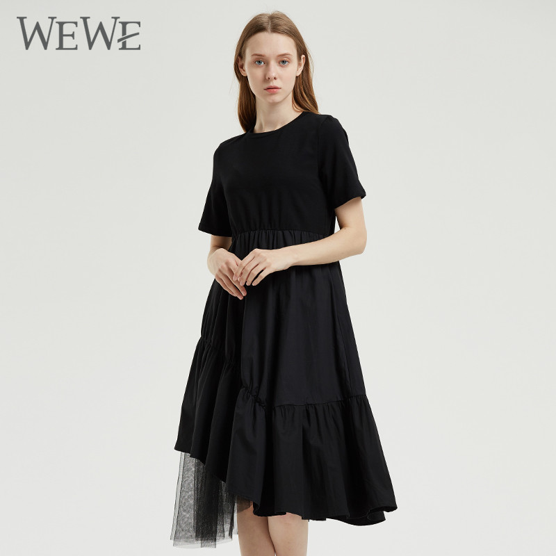 WEWE夏季收腰显瘦简约连衣裙1