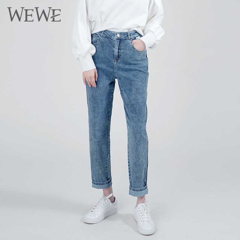 WEWE/唯唯 秋季新品水洗白时尚休闲烟管裤牛仔长裤1