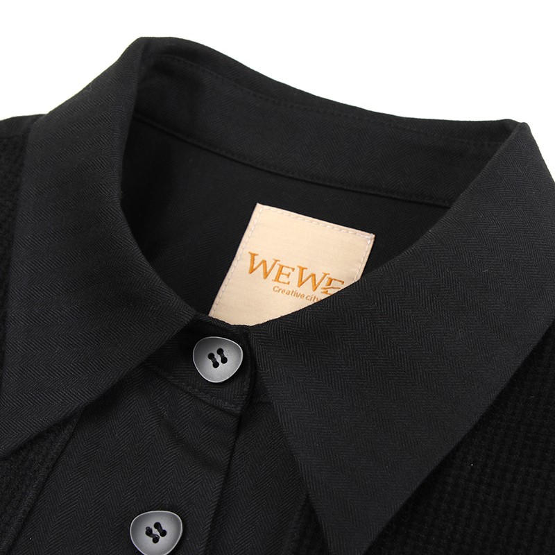 WEWE/唯唯 冬季新品单排扣拼接披肩加绒衬衫4