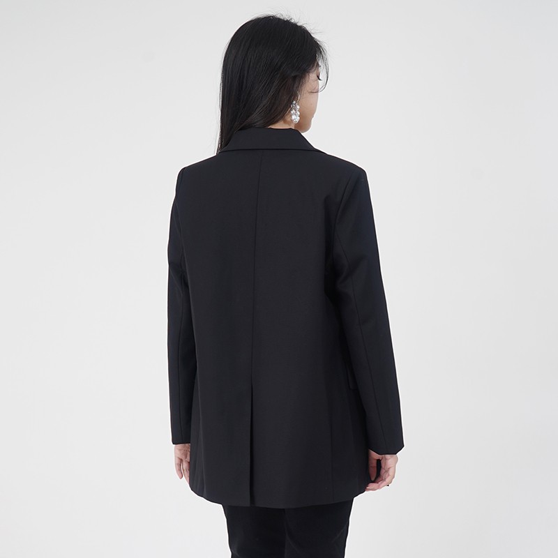 WEWE/唯唯 春季新品黑色欧美风单排扣个性中长款西装外套5