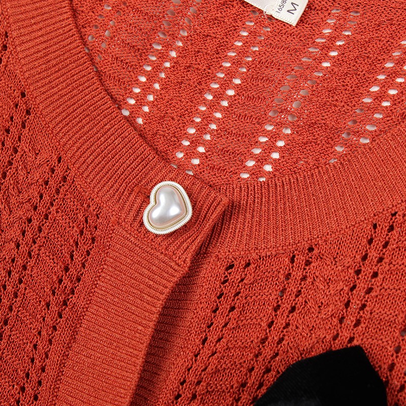 WEWE/唯唯 春季新品纯色圆领单排扣镂空蝴蝶结针织毛线衣小外套4
