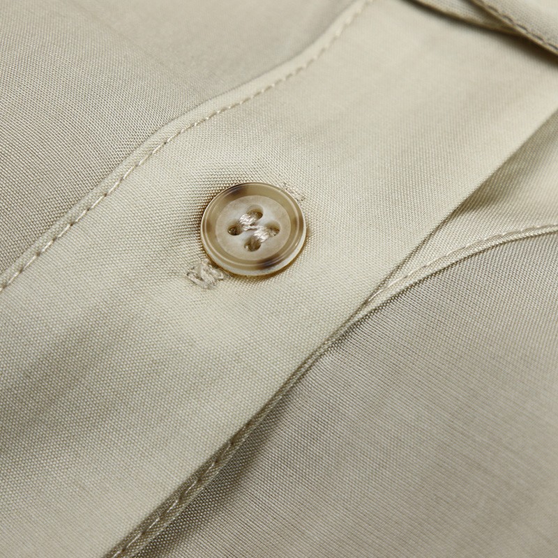 WEWE/唯唯 夏季新品纯色单排扣系带半袖宽松抽褶微透莱赛尔衬衫4