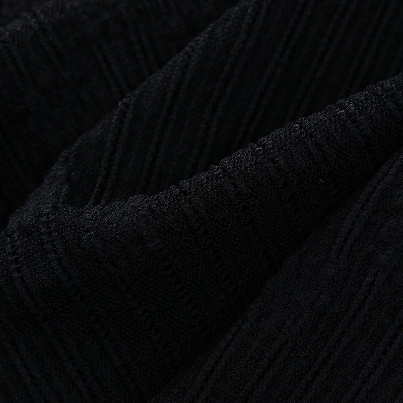 WEWE/唯唯 夏季新品黑色V领蝴蝶结薄款透气短袖针织单穿上衣4