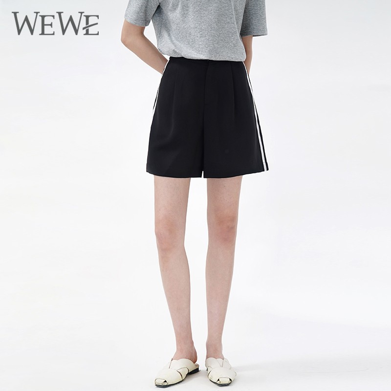 WEWE/唯唯 夏季新品复古校园风两条杠宽松休闲透气运动短裤1
