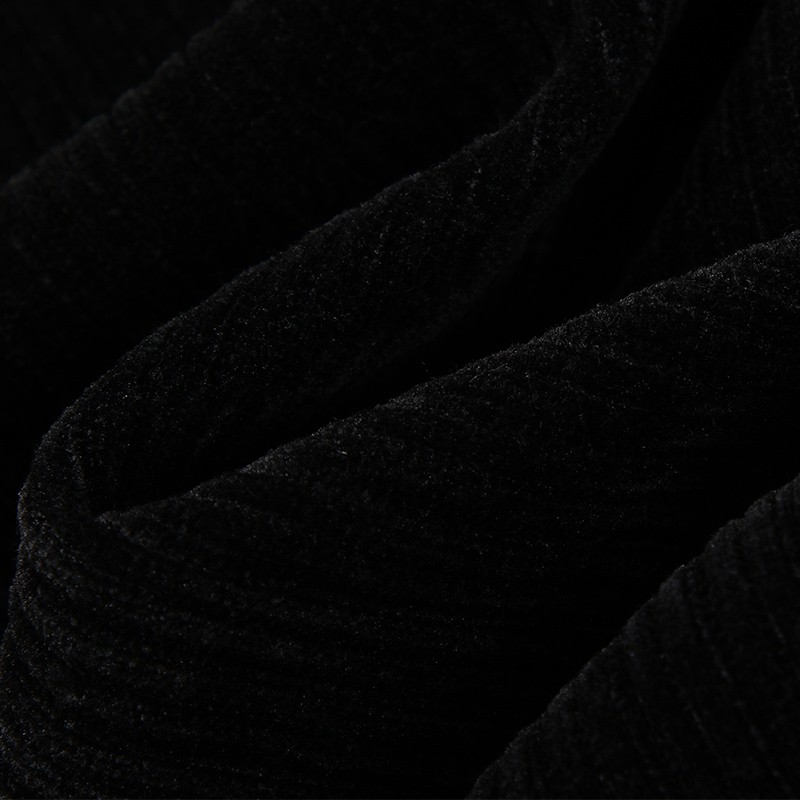 WEWE/唯唯 冬季高腰黑色灯芯绒修身针织长裤喇叭裤4
