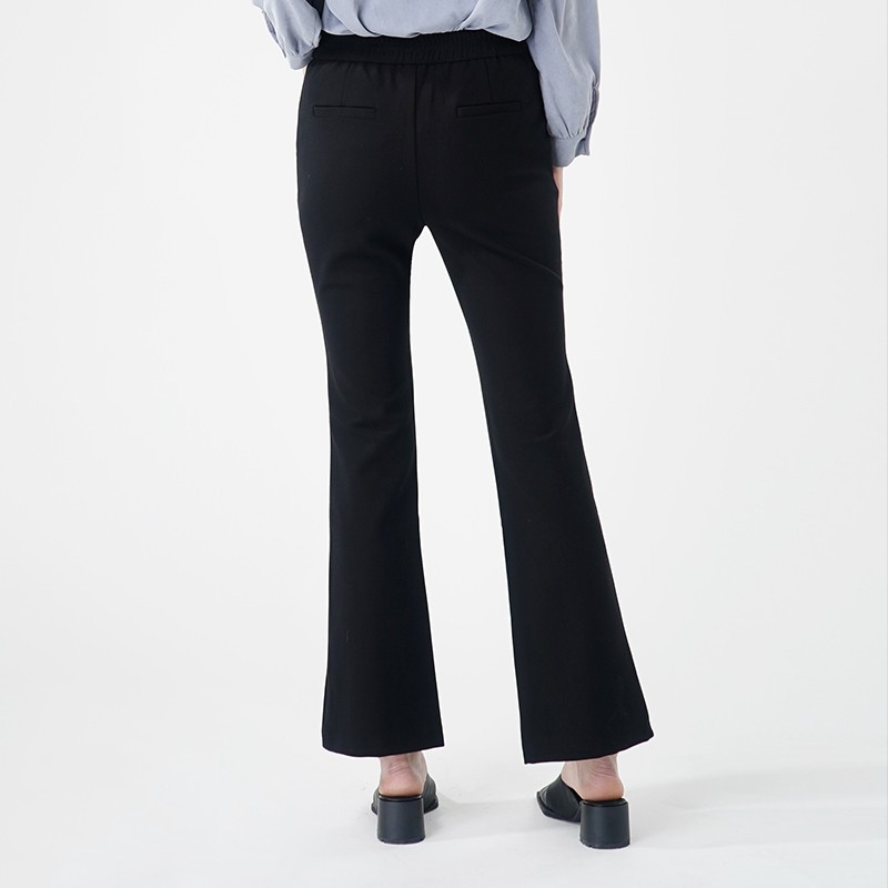 WEWE/唯唯 2024春季黑色高腰束身显瘦喇叭裤长裤5